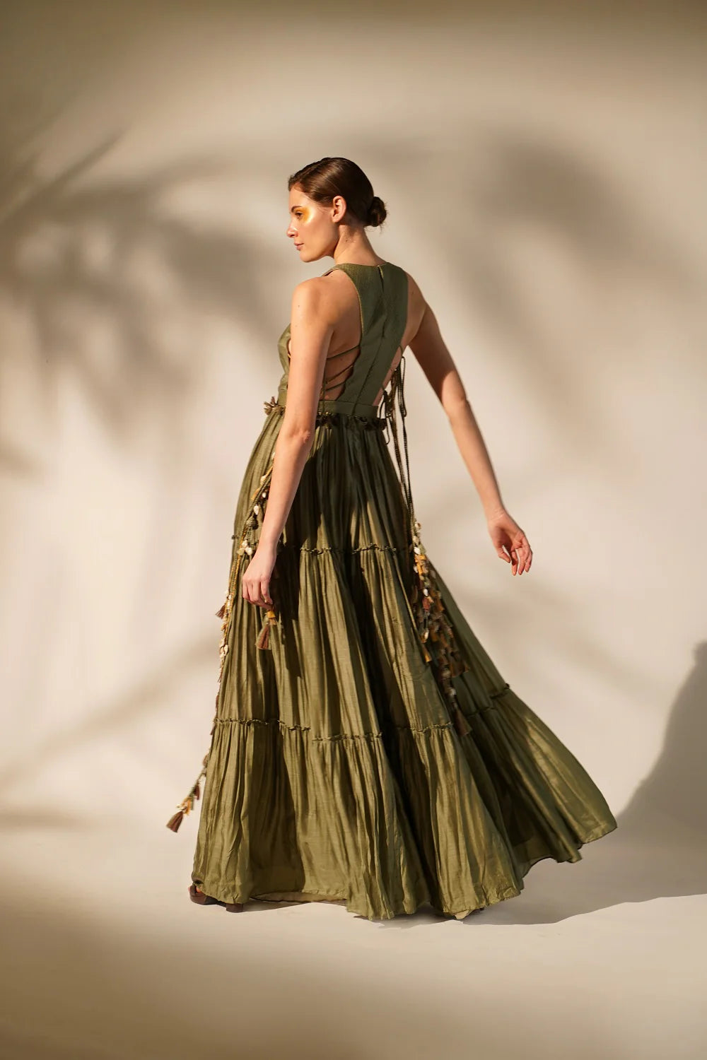 Olive Green Halter Neck Maxi