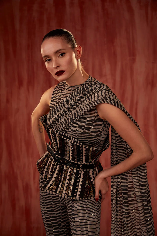 Byzantine Cutwork Emboidered Corset With Belt