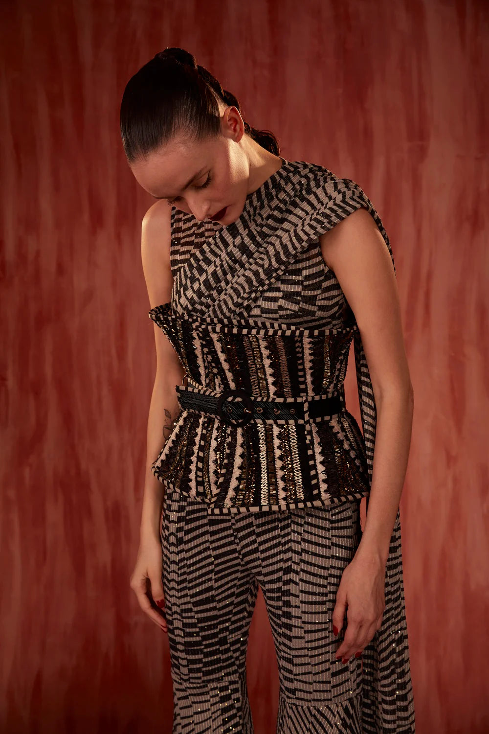 Byzantine Cutwork Emboidered Corset With Belt