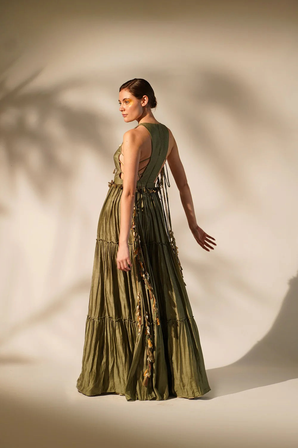 Olive Green Halter Neck Maxi