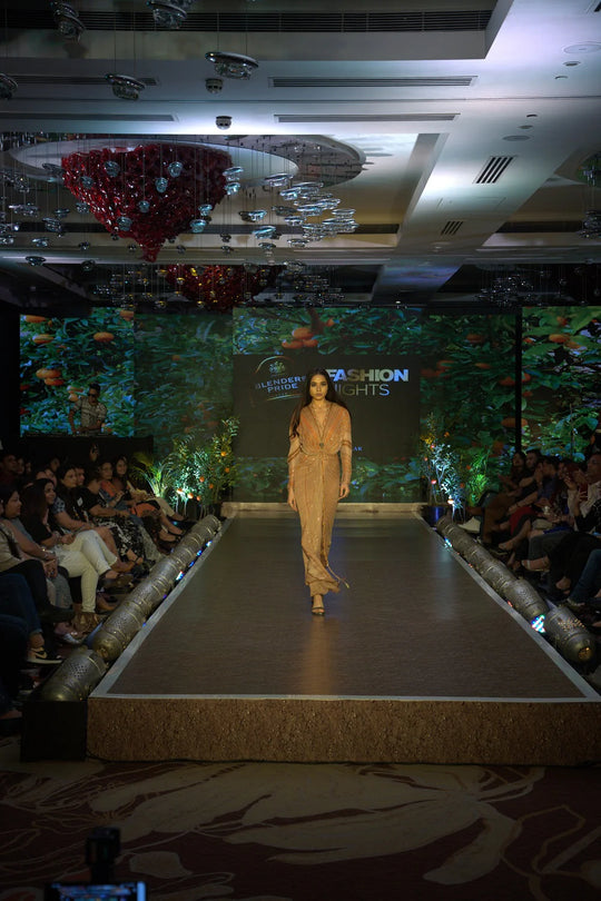 Dark Beige Placement Print Draped Maxi Dress