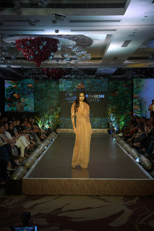 Dark Beige Placement Print Draped Maxi Dress