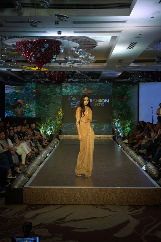 Dark Beige Placement Print Draped Maxi Dress