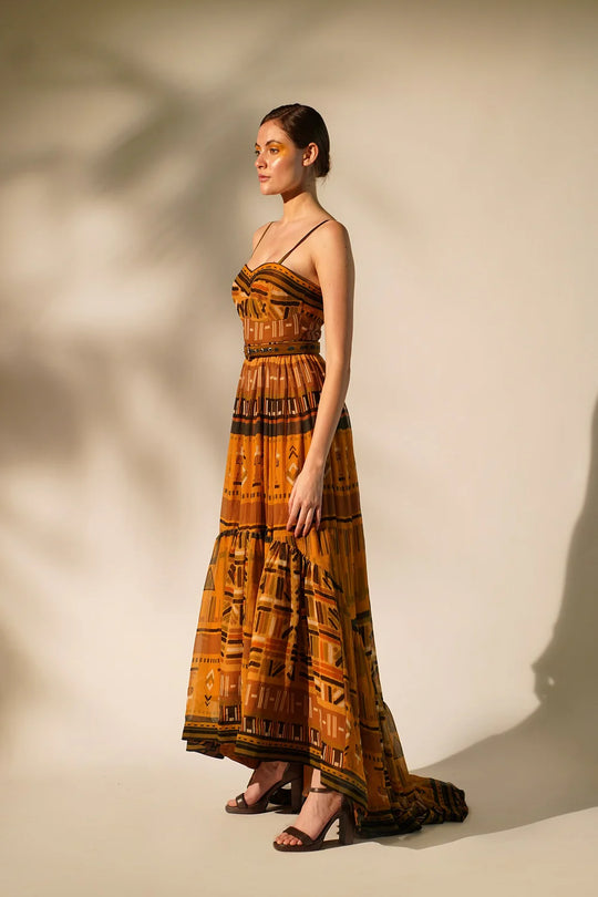 Mustard Aztec Print Maxi