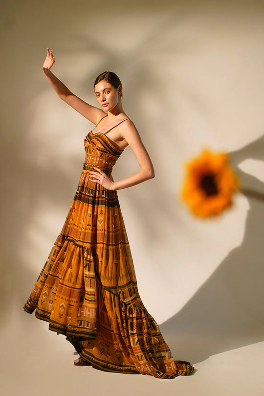 Mustard Aztec Print Maxi