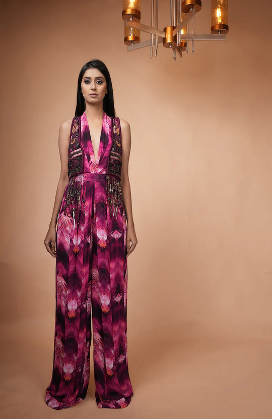 Trippy Magenta Jacket With Hand Thread & Embellishments