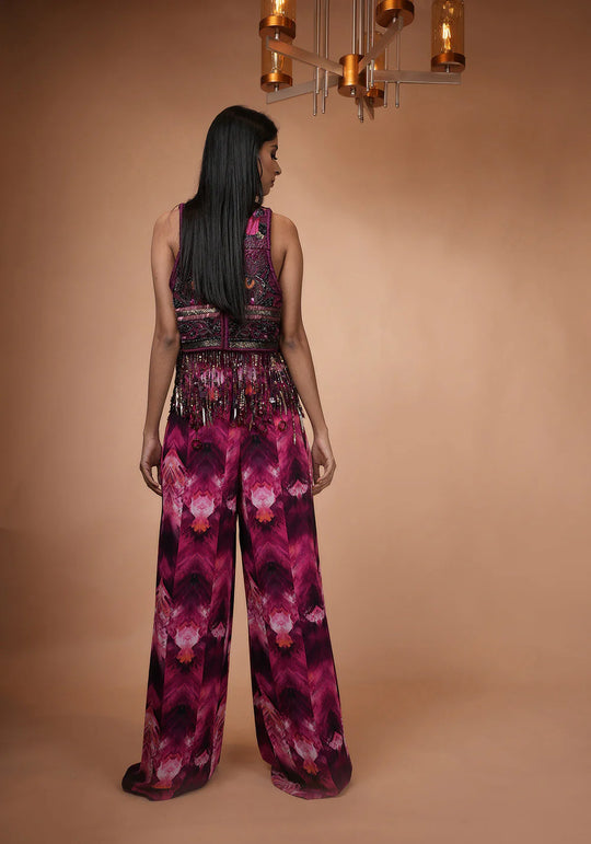 Trippy Magenta Jacket With Hand Thread & Embellishments