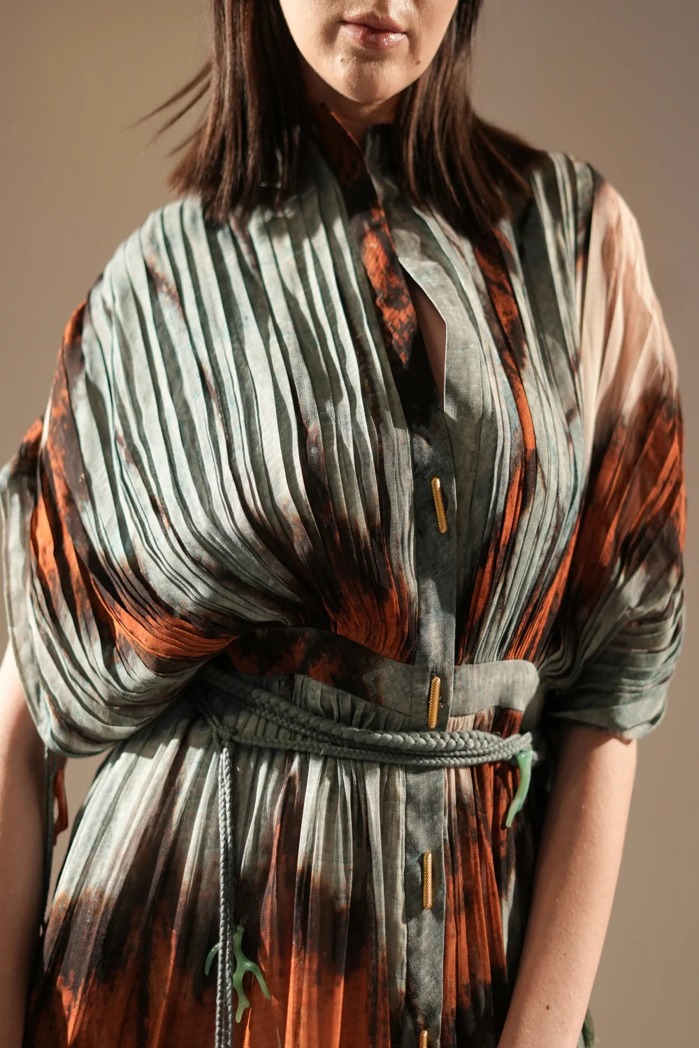 Powder Blue Butterfly Print Pleated Midi