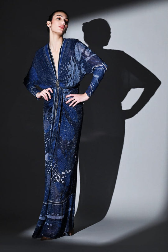 Midnight Blue Draped Dress