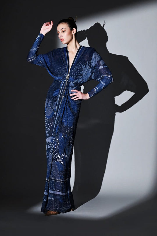 Midnight Blue Draped Dress